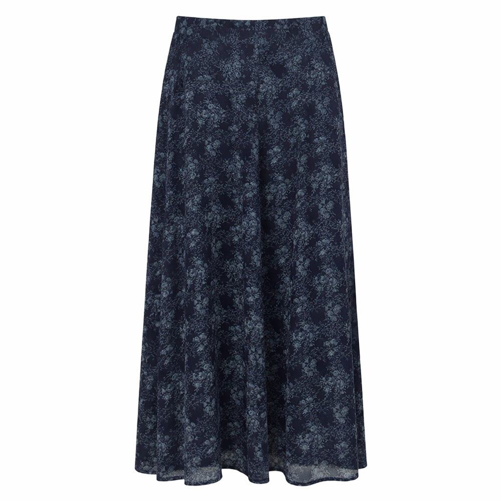 Laura Ashley Floral Midi‎ Skirt Blue 12